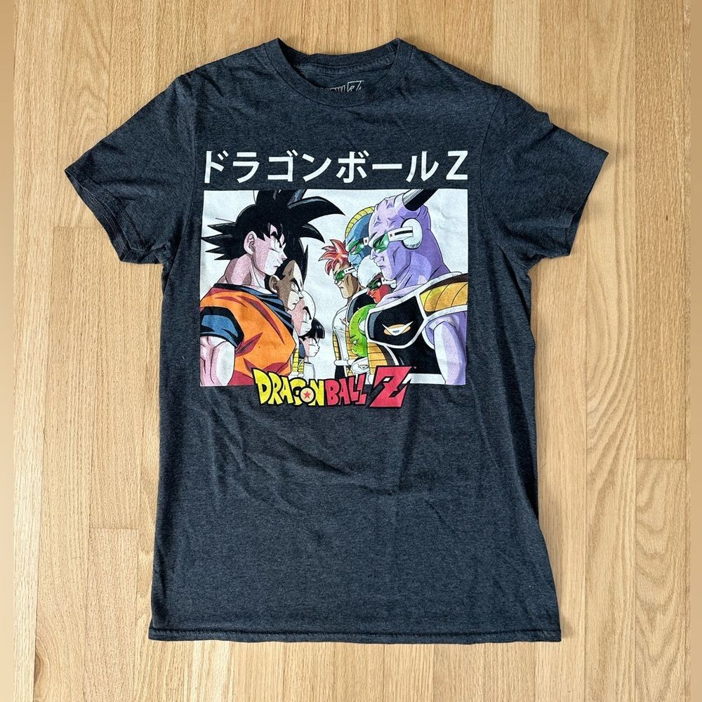 Dragon Ball Z Heroes vs Villains Grey T-Shirt Goku Vegeta Men's Small
